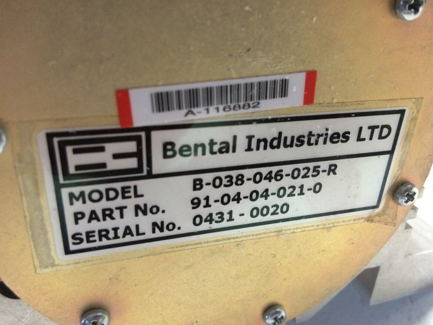 Bental Industries B-038-046-025-R Servo Actuator Motor 91-04-04-021-0,Bw,Bq