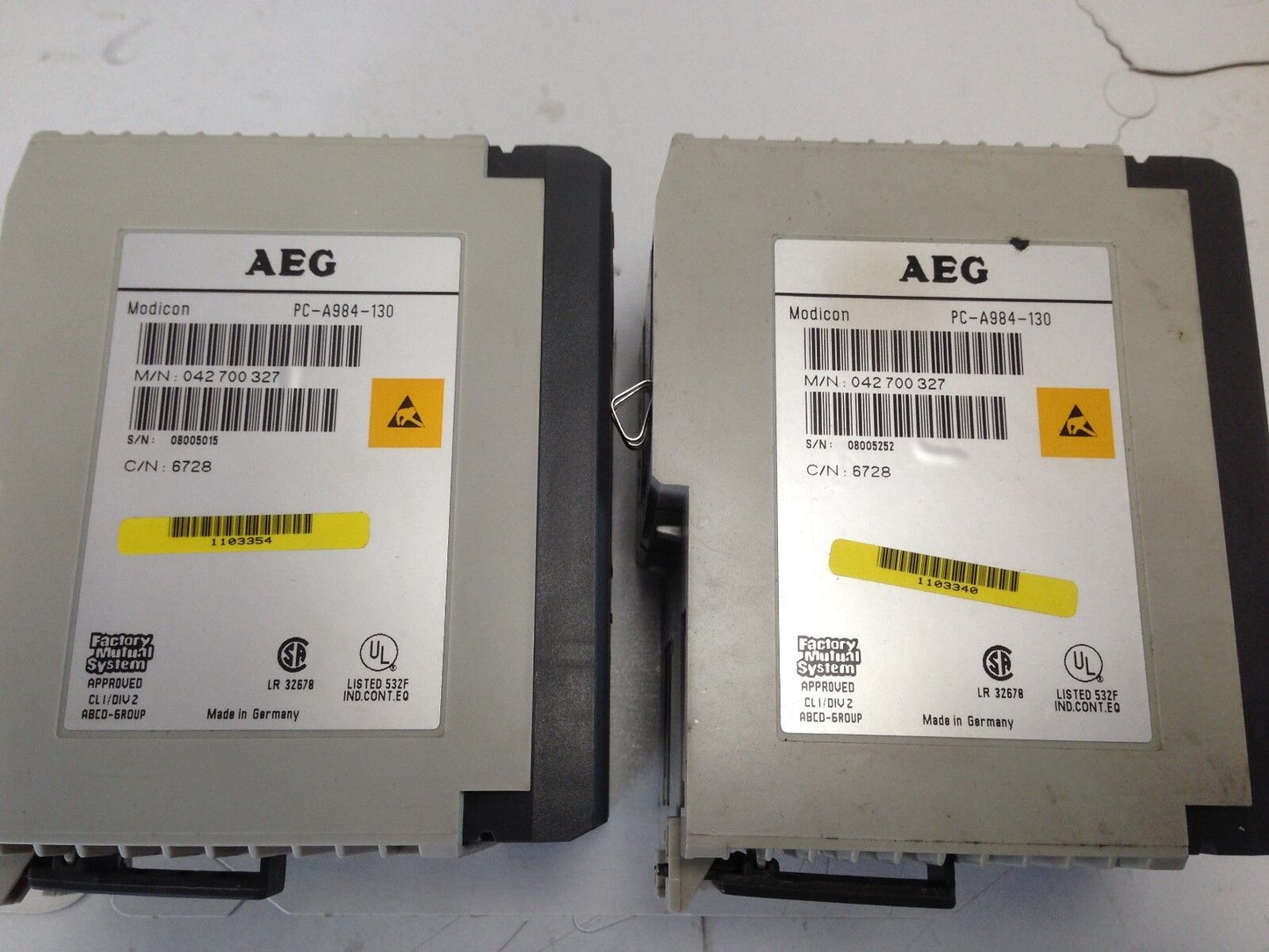 Lot 2 Aeg Modicon Plc System Pc-A984-130 M/N 042 700 327 C/N 6728, Dh