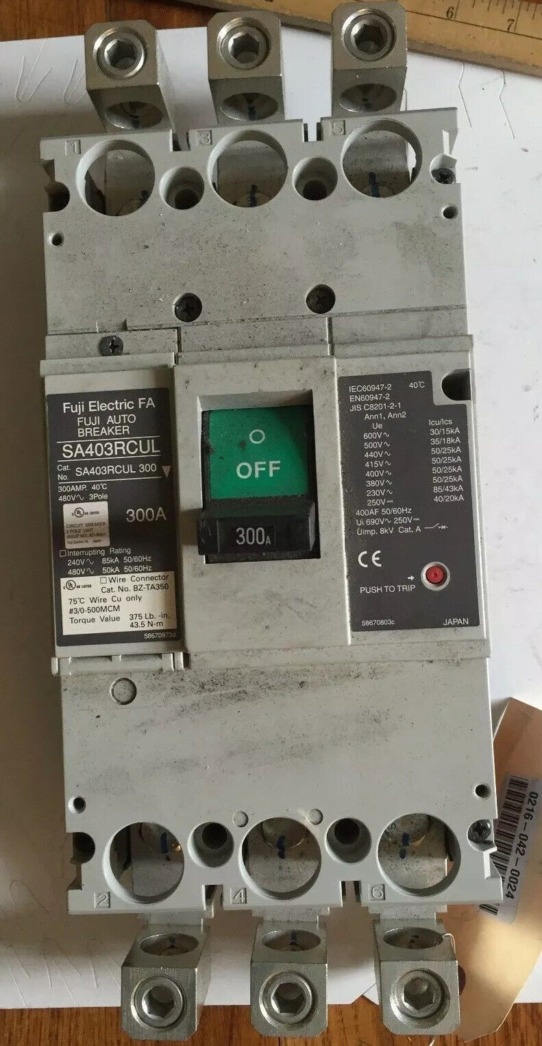 New Fuji Sa403rcul,Bz-Ta350,300A,3-Pole Circuit Fuji Auto Breaker,480V,Bd