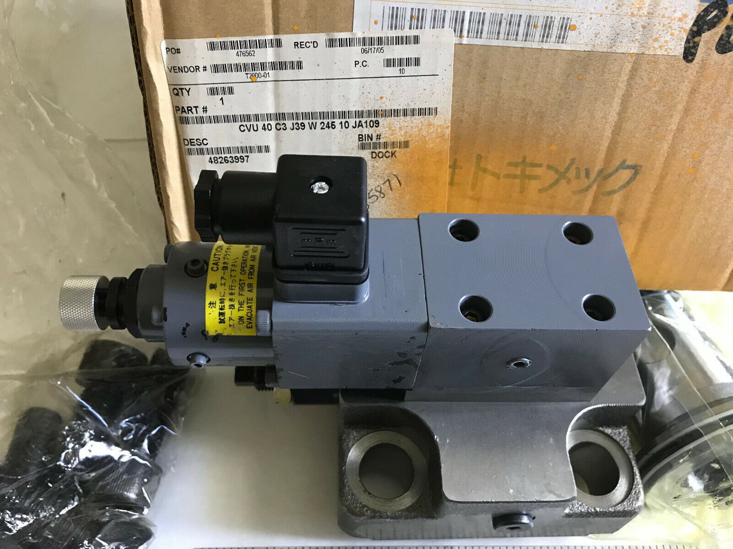 Tokimec Cvu-40-C3-J39-W-245-10-Ja109,Epcg2-01-21011 Hydraulic Cartridge Valve,Ah