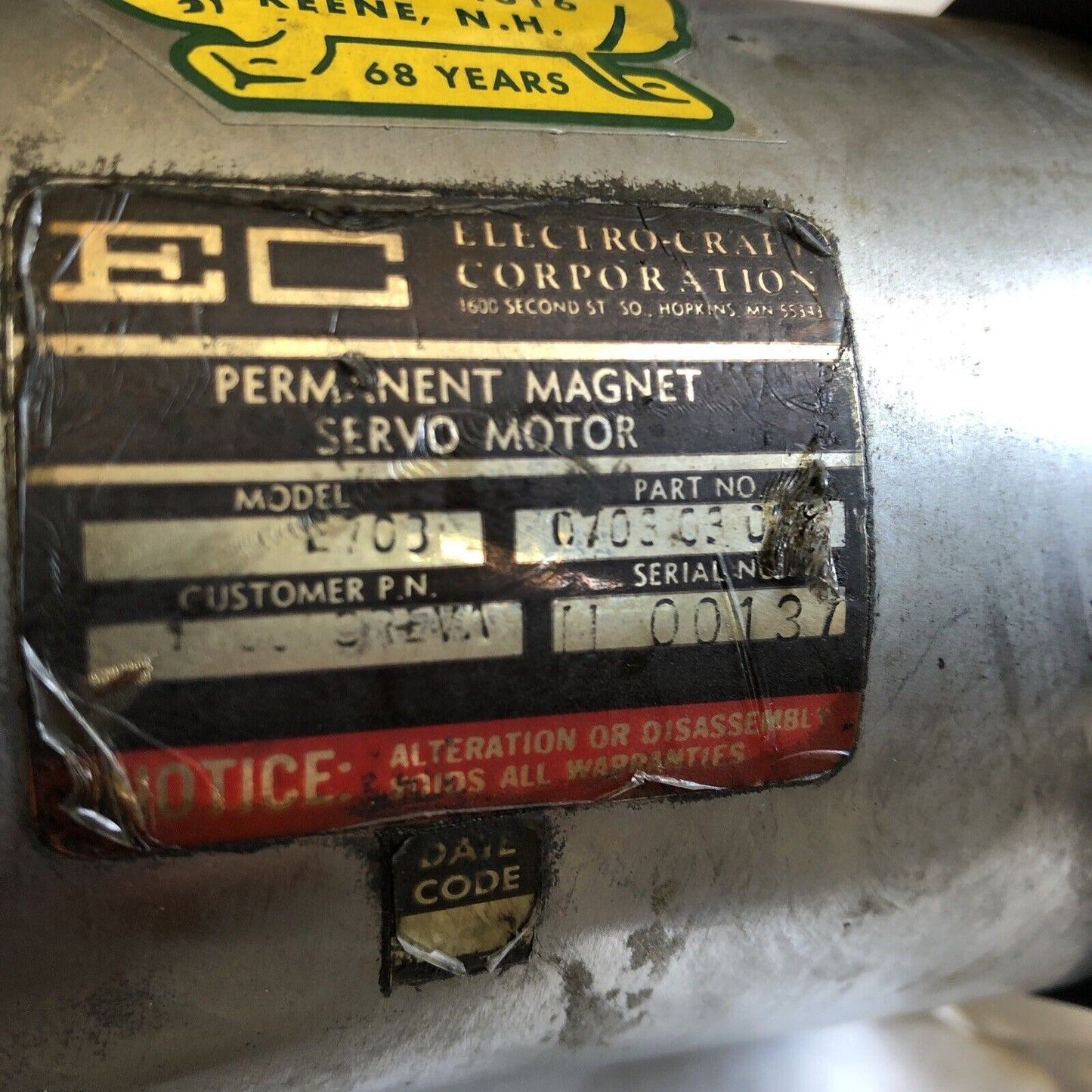 Electro-Craft E703 Permanet Magnet Servo Motor,Ec E703,L703,0703 03 08,Bd