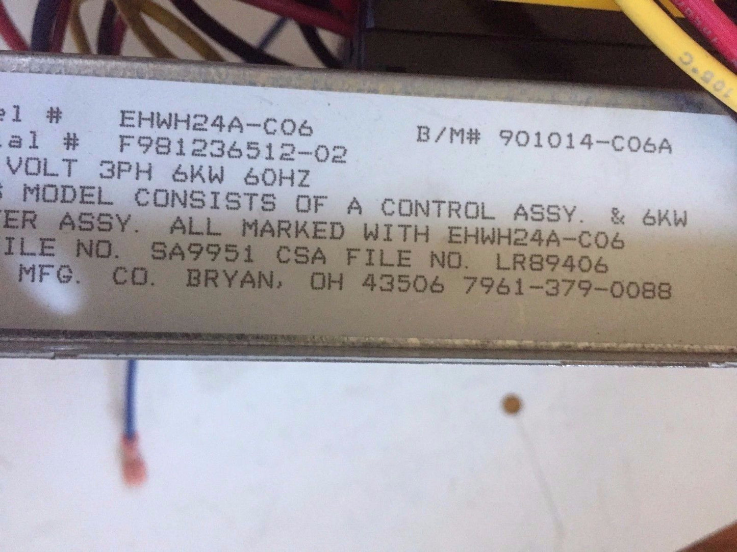 Usd 15660,60A-600,Bard Ehwh24a-C06,15660-3,8402-095 Heat Pump Heat Strip Base,Eq