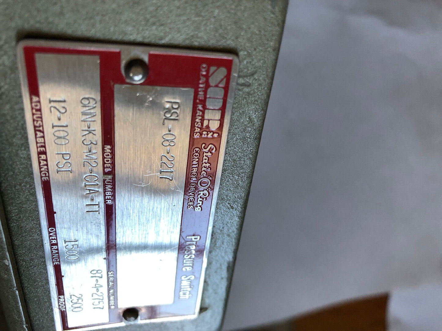 New Sop 6Nn-K3-M2-C1a-Tt Pressure Switch. 12-100Psi,Sop 6Nn-K3-M2-Cia-Tt,Ag