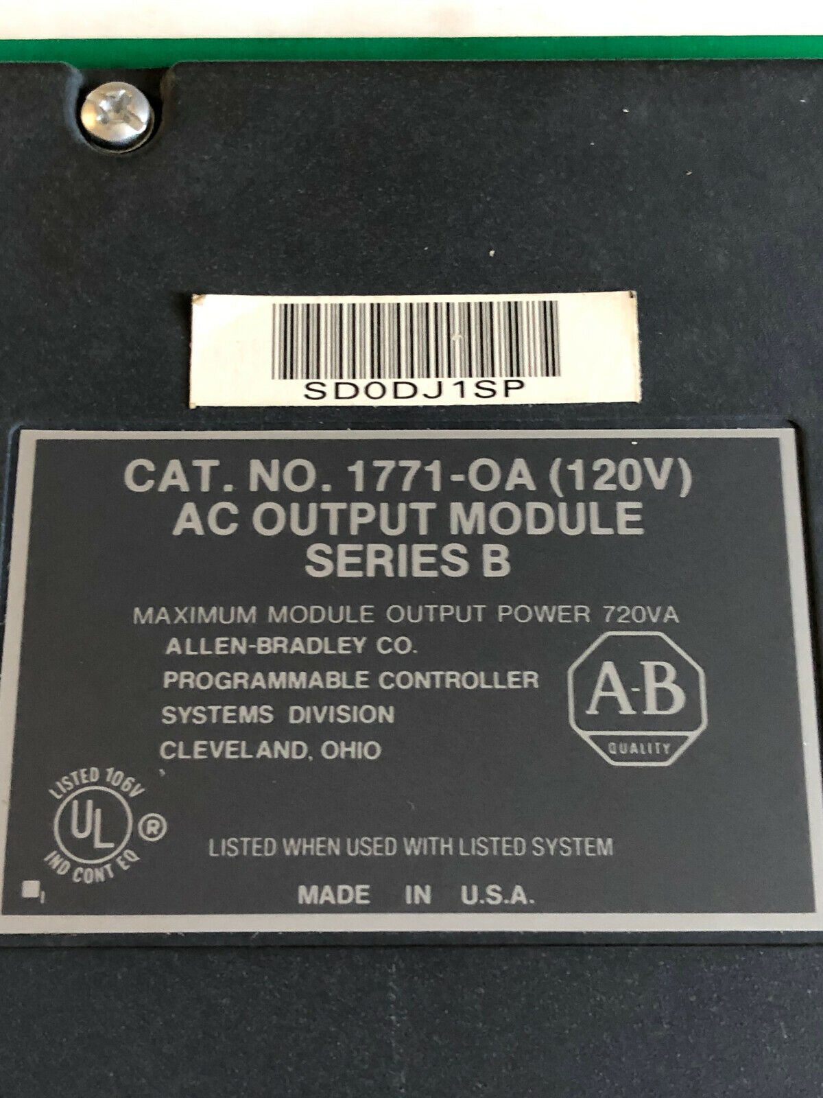 Allen Bradley 1771-Oa Ac Output Module 1771-0A,1771Oa,Ew