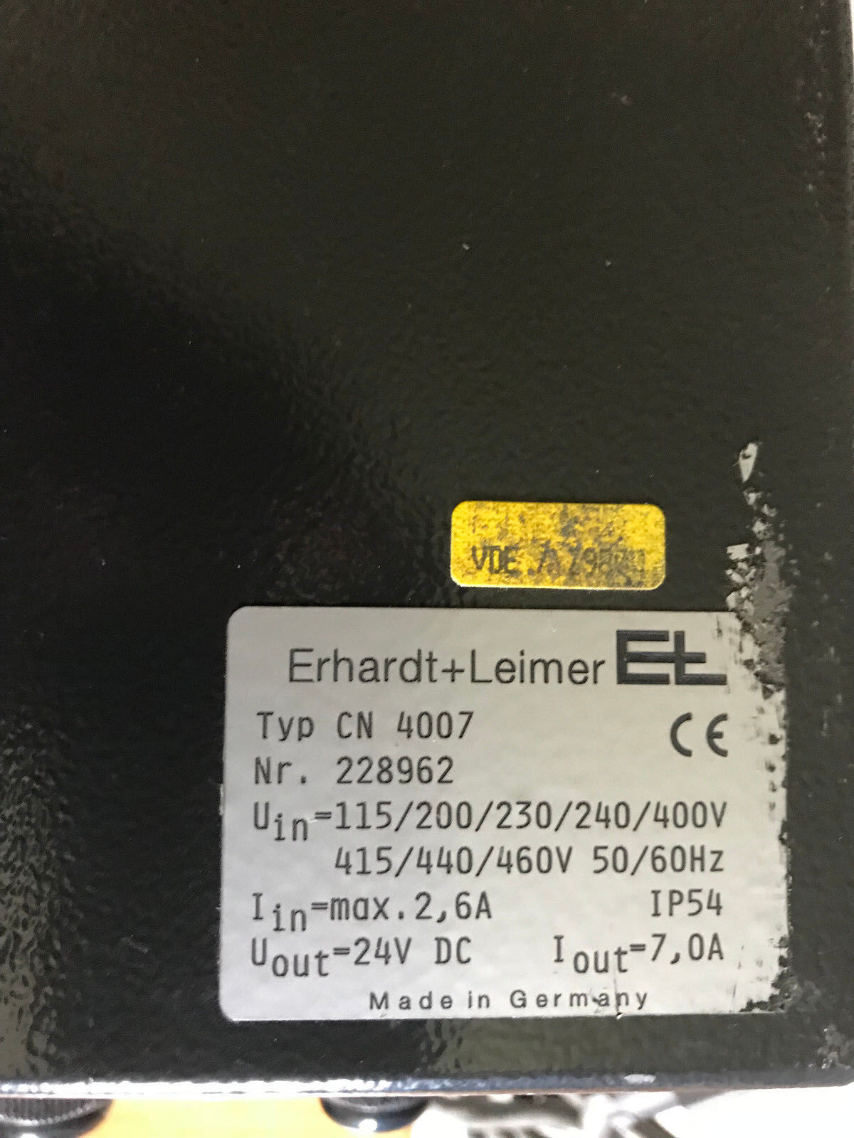 El Erhardt+Leimer Cn 4007 Digital Sensor 24 Vdc Nr 228962 Power Supply,Er