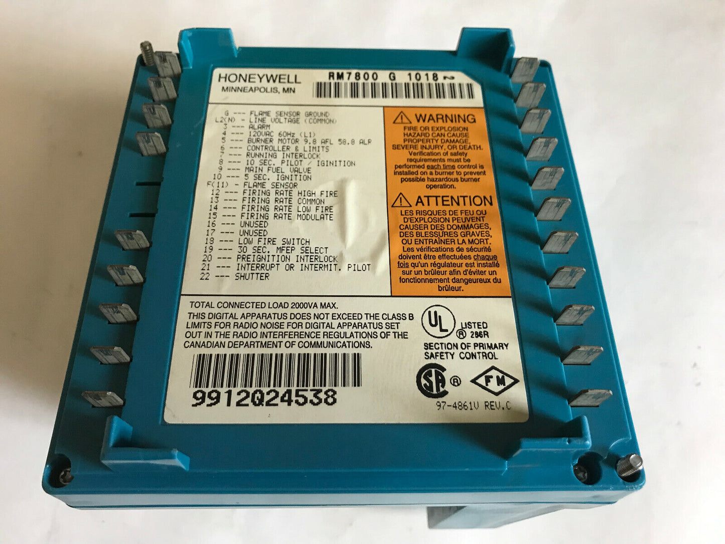 Honeywell Rm7800 G 1018 Burner Control ,Honeywell Rm7800g1018,Ap,Aj,Sj,Sf,Se
