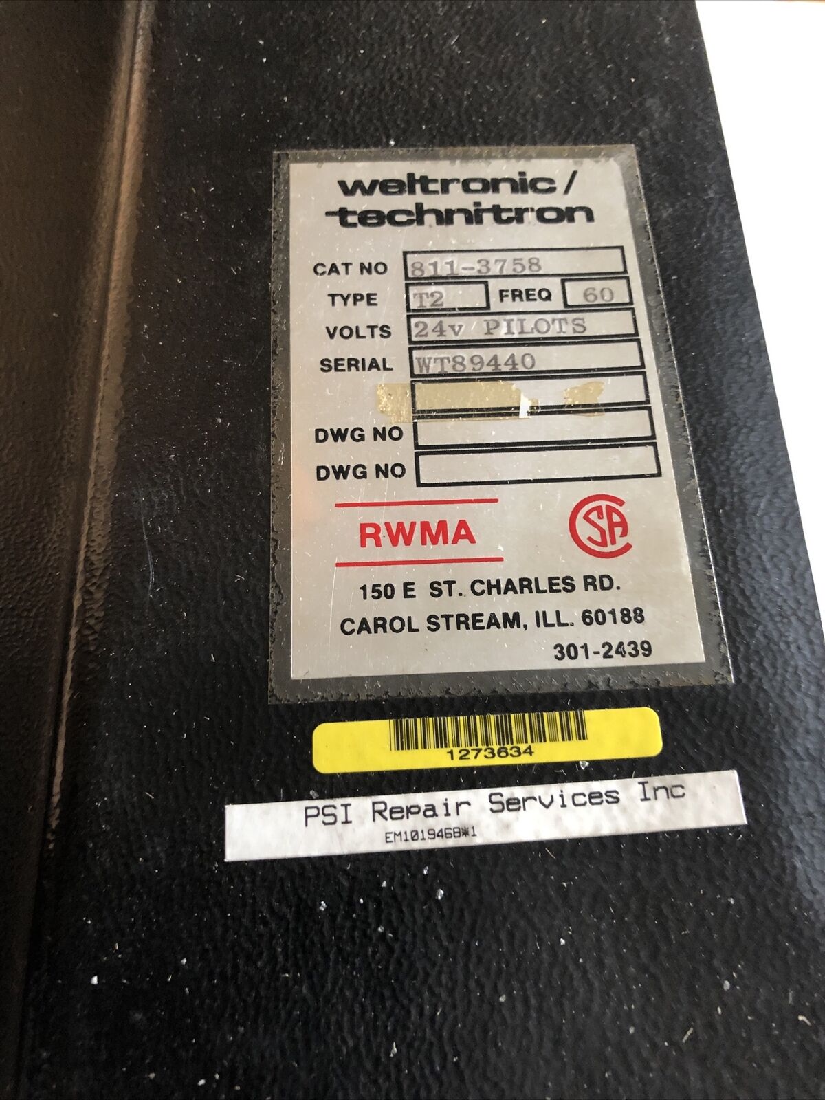 Weltronic Wt-2000,811-3758,Type T2,24V Technitronwelding Control,Cw