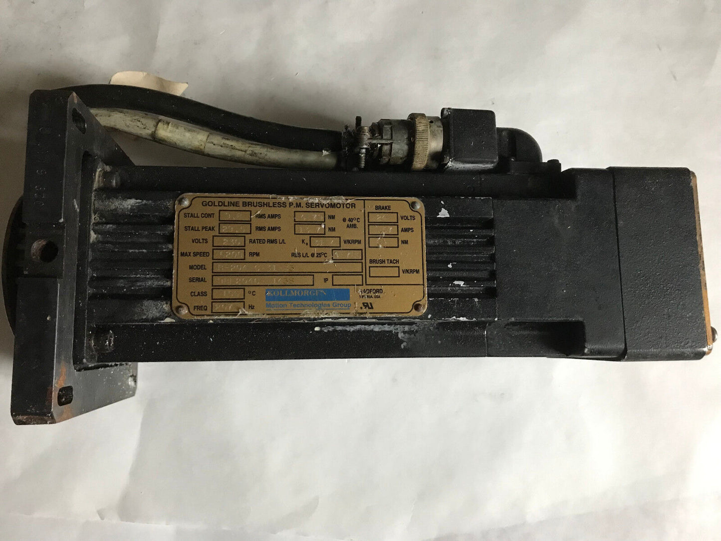 Kollmorgen B-204-C-31-B3 Goldline P.M. Servo Motor,230 Vac,6200 Rpm,B204c31b3,Sh