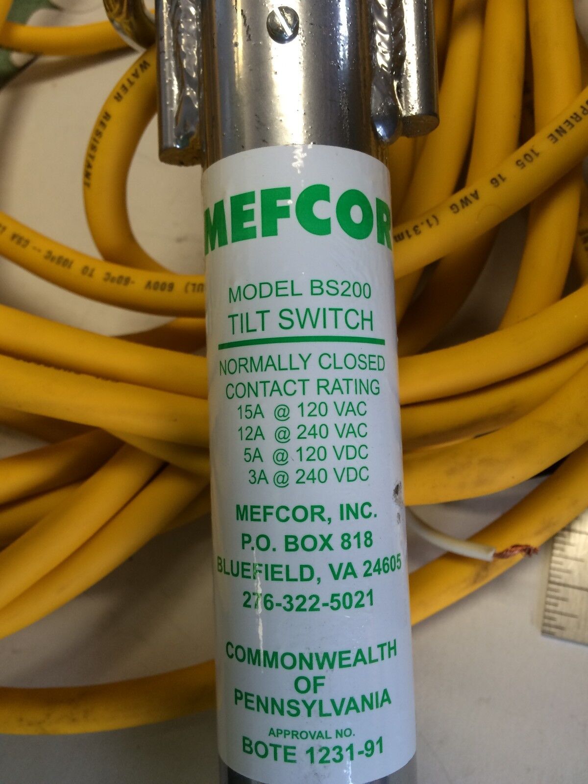 New Mefcor Tbs-250B Bin Bs200 Tilt Switch, Normally Closed,15 A,120/240 Vac,Fe