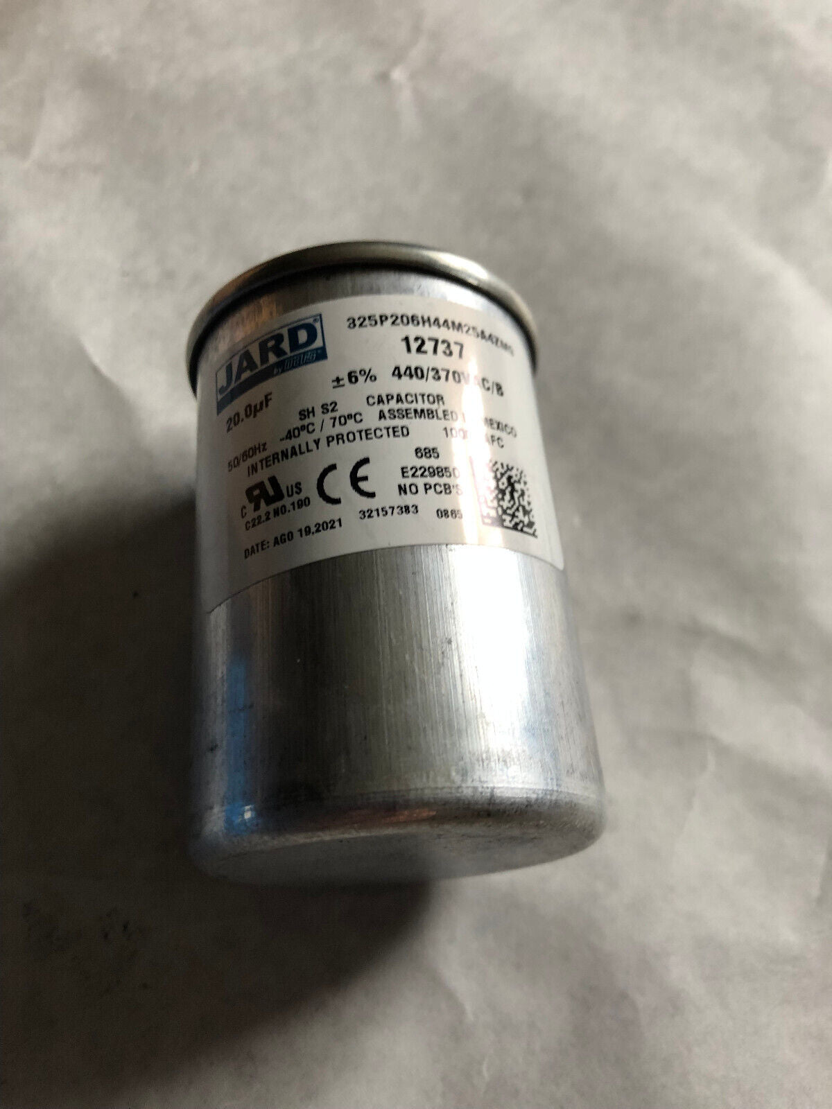 New Jard 20.0Uf, Mfd 440/370 Vac Round Motor Run Capacitors # 12737,Bv