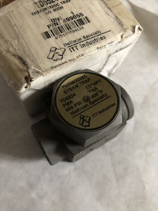 Itt 1/2" Hoffman Td6524 Specialty Thermodisc Steam Trap Td6524 Disc Valve,Br
