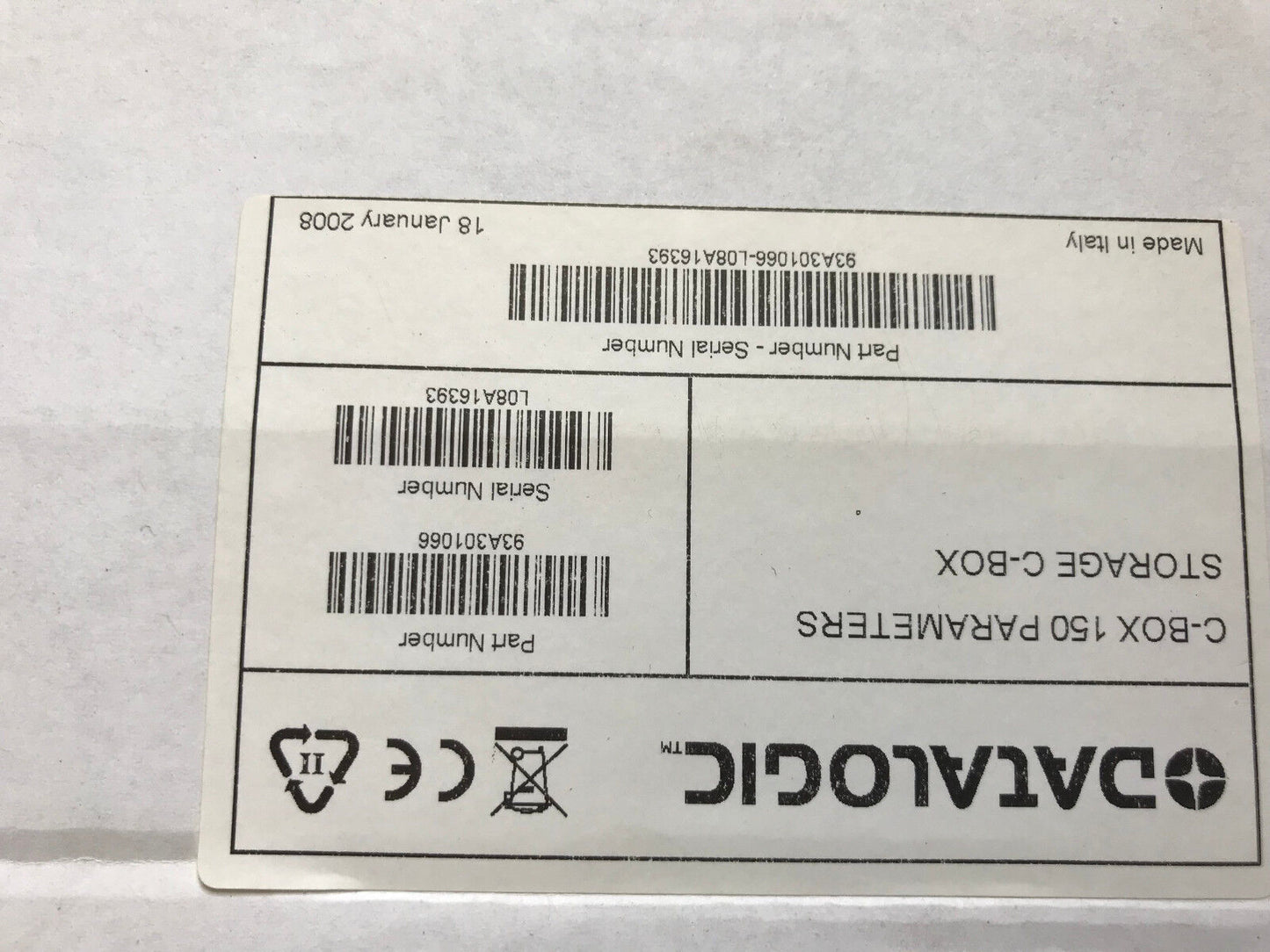 New Datalogic C-Box 150 Parameters Storage Boxobsolete 93A301066,Et