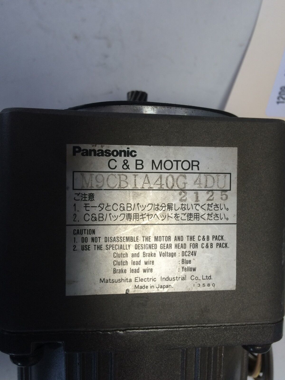 Panasonic M91a40g4du C$B Motor, 100 V, 1-Phase M9cbia40g 4Du,Ba