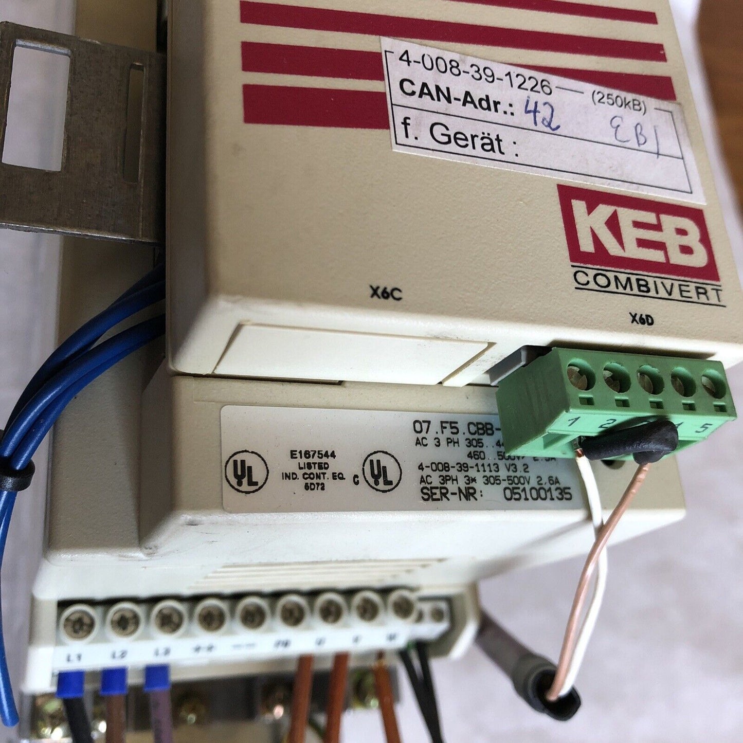 Keb 07.F5.Cbb-Ya00,1.8 Kva,10.E5.T60-A071 Combiver Drive,3Ph,305-500V,Ea