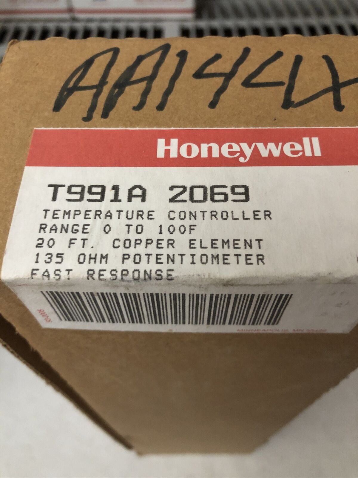 New Honeywell T991a-2069  0/100F 20'Cap Fast Resp,Prop.,Cv