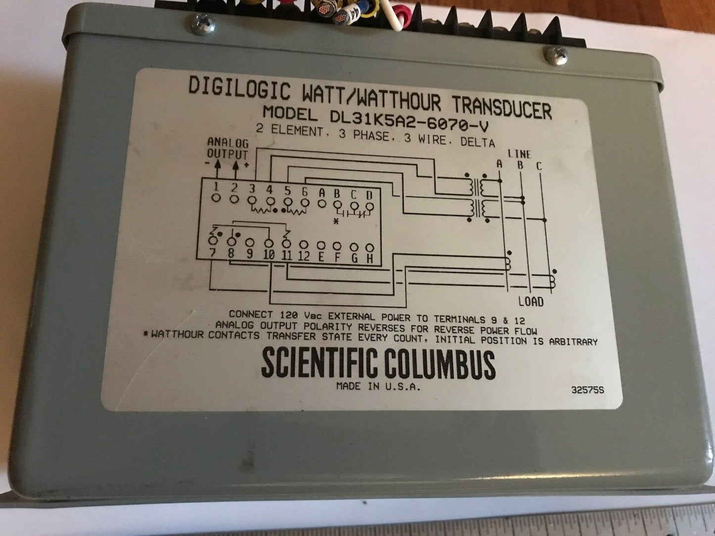 Scientific Columbus Dl31k5a2-6070-V,Vdigilogic Watt/Watthour Transducer,Eh