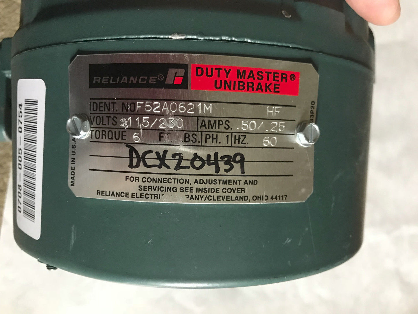 New Reliance Electric F52a0621m Duty Master Unibrake,.50/.25 Amps,F52ao621m,Bu