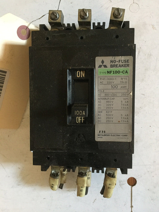 Mitsubishi Nf100-Ca 3 Pole, 250Vdc/460Vac 100A Circuit Breaker,Ct