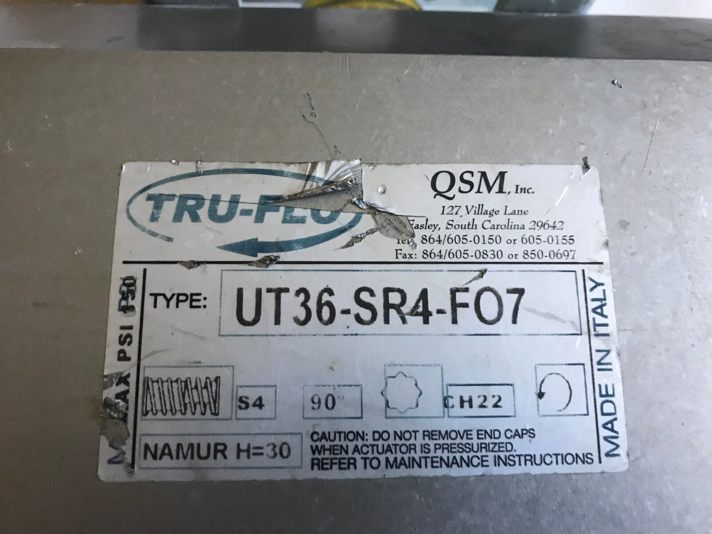 Tru-Flo Ut36-Sr4-Fo7 Pneumatic Actuator,150Psi,90* Rotation Ut36-Sr4-F07,Qsm,Ax