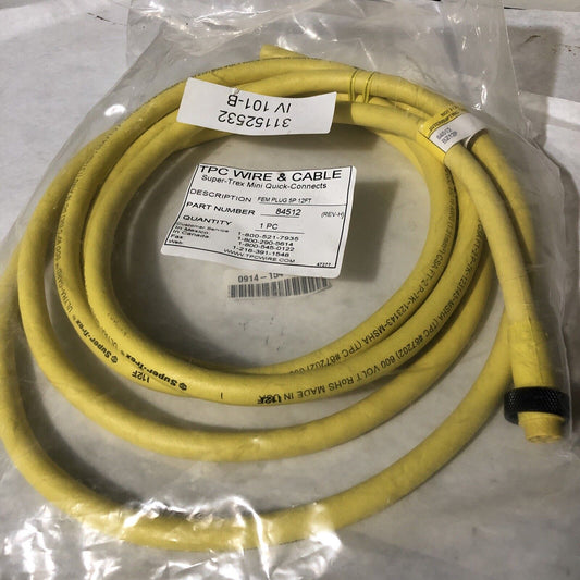 New Tpc Wire 84512 Fem Plug 5P 12Ft Cable  Super-Trex Mini Quick Connects,Bt