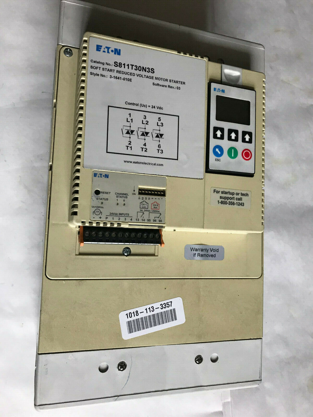 Cutler Hammer S811t30n3s Soft Start Reduced Voltage Motor Starter,3-1641-010E,Sm