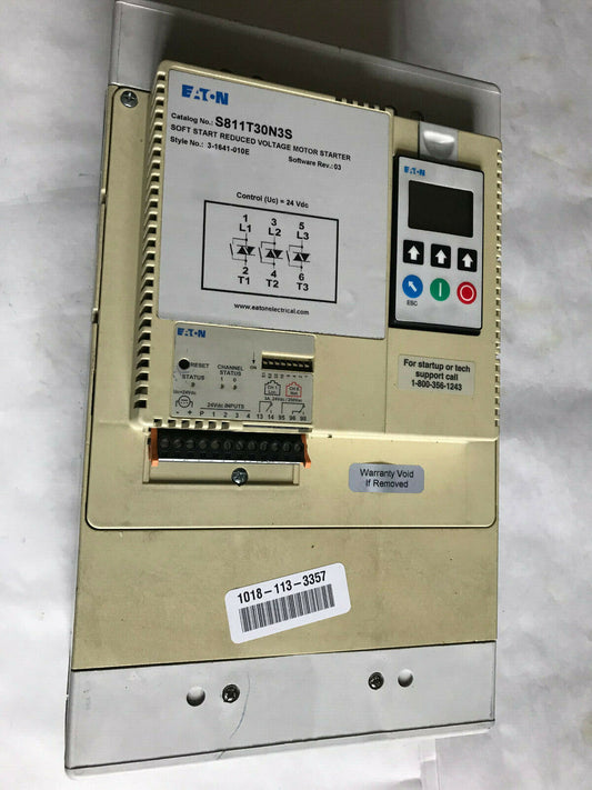 Cutler Hammer S811t30n3s Soft Start Reduced Voltage Motor Starter,3-1641-010E,Sm