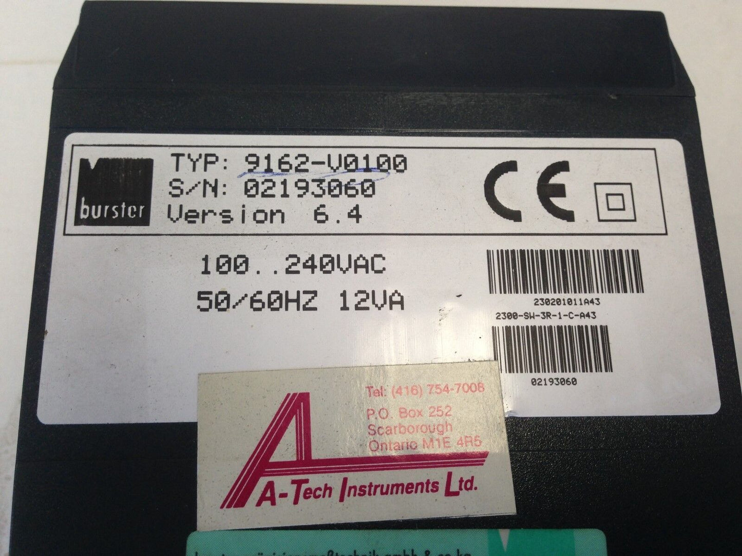 Burster 9162-V0100 Digital Temperature Controller,100-240 Vac Typ 9162,Si