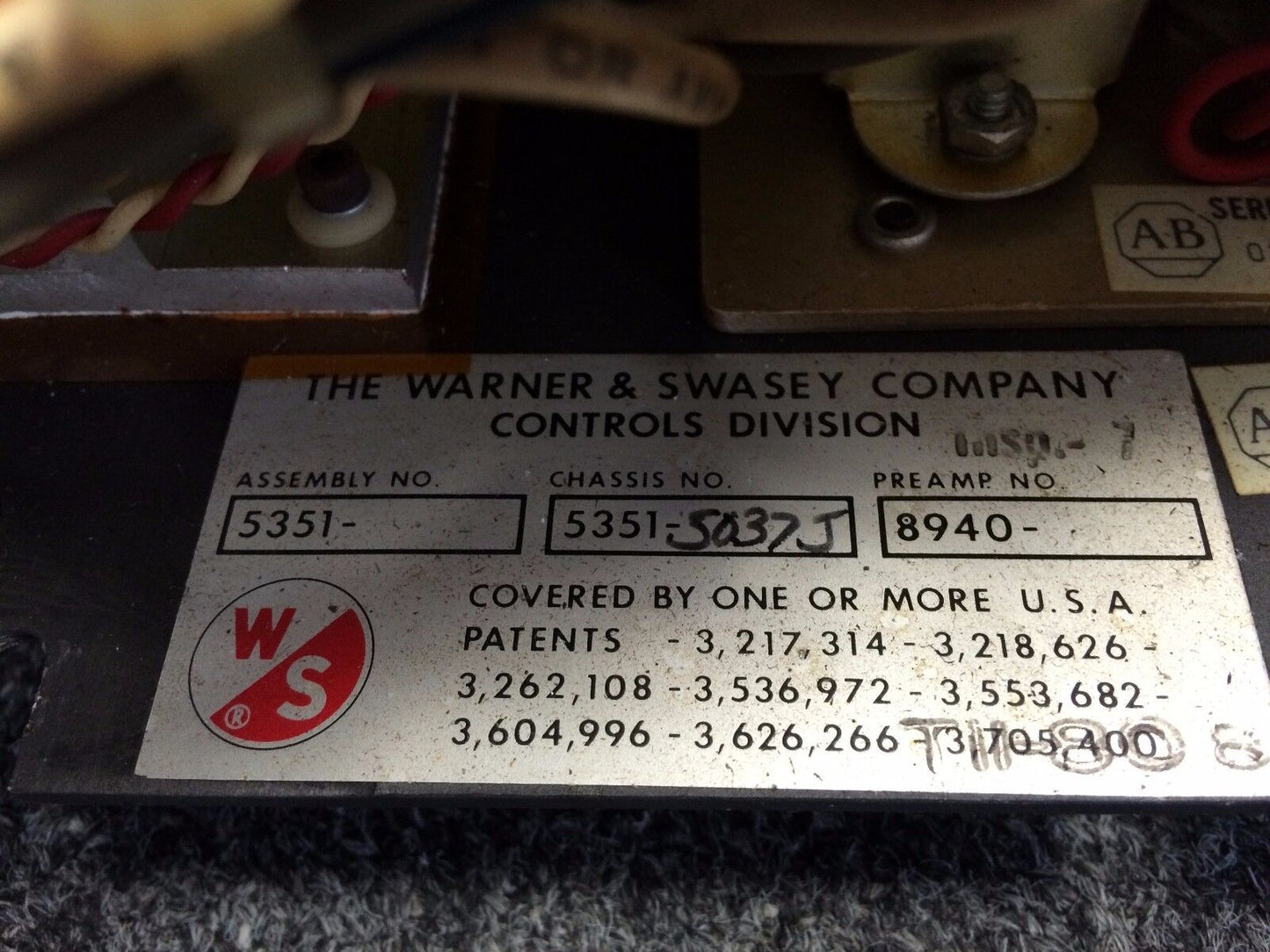 Warner & Swasey 5351-5037J Dc Servo Drive,8940-775F,8940-772E,8940-6675,Cu