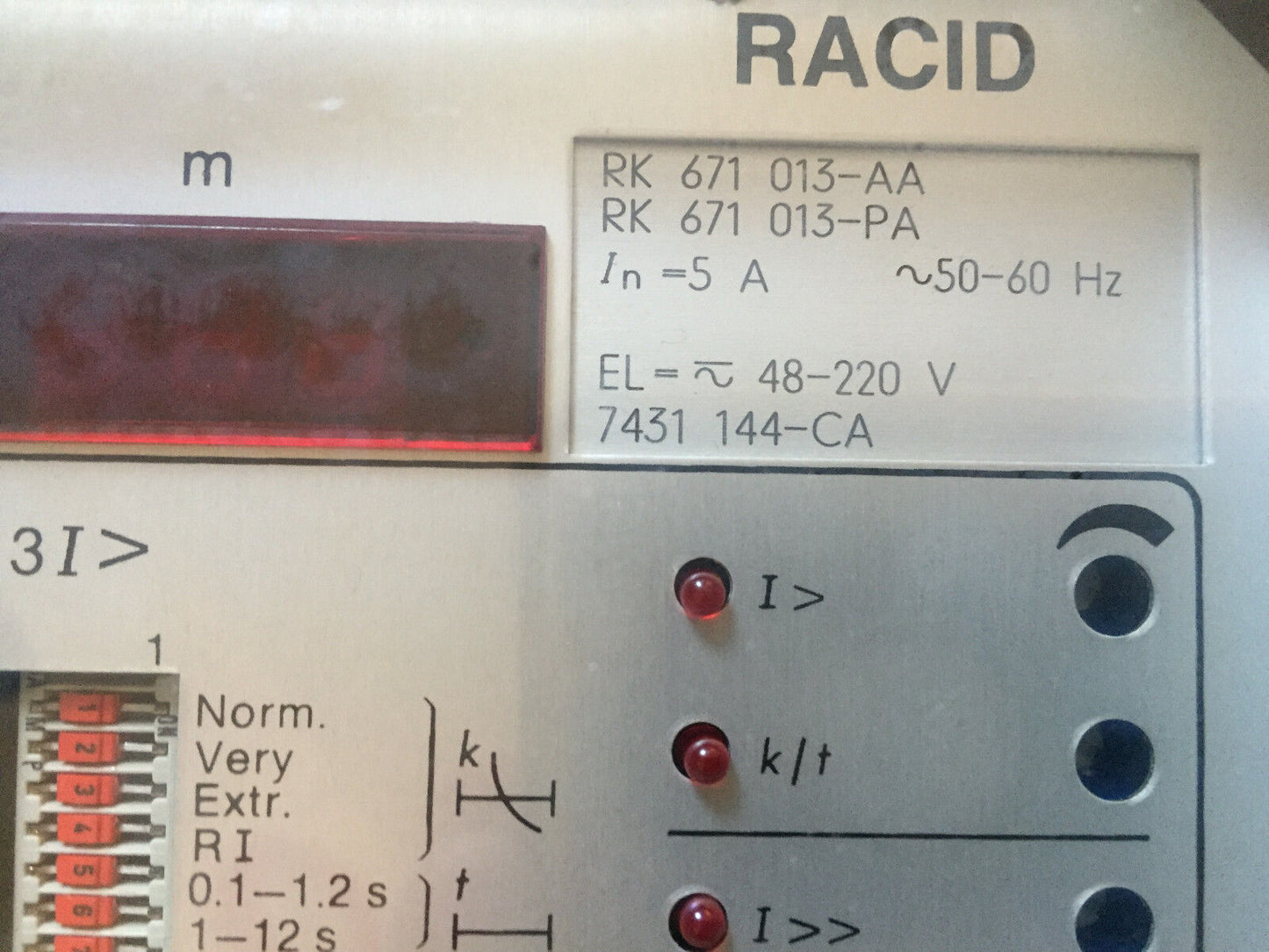 Abb Rk 671013Aa,Abb Racid Rk 671 013-Pa Overcurrent Protection,L31674,S1:1-8,Bx