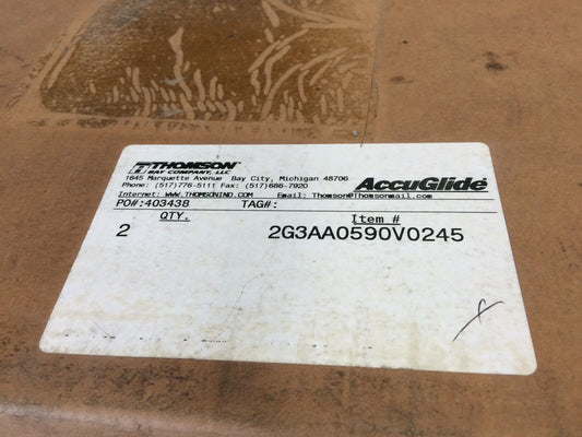 New Thomson 2G3aa0590v0245 Accu-Glide Linear Rail & 2 Bearings,Df