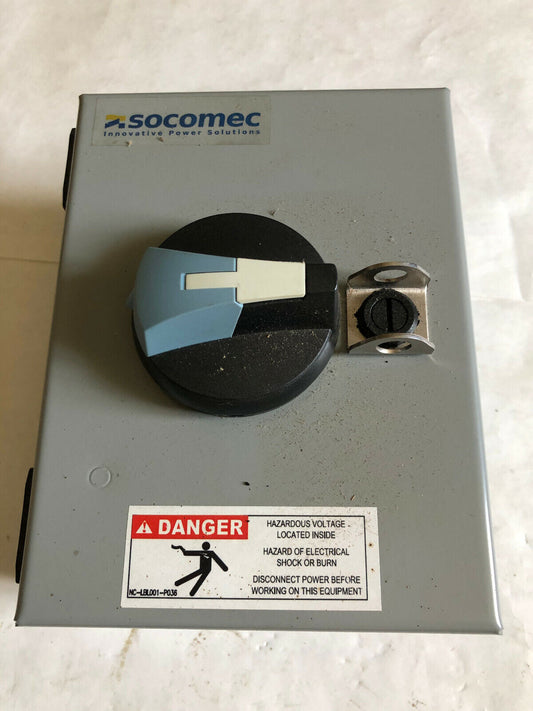 New Socomec Nc-Nf60802-001 Enclosure Switch,Nc-Lbl001-P036,80Amp, 600V,Ch