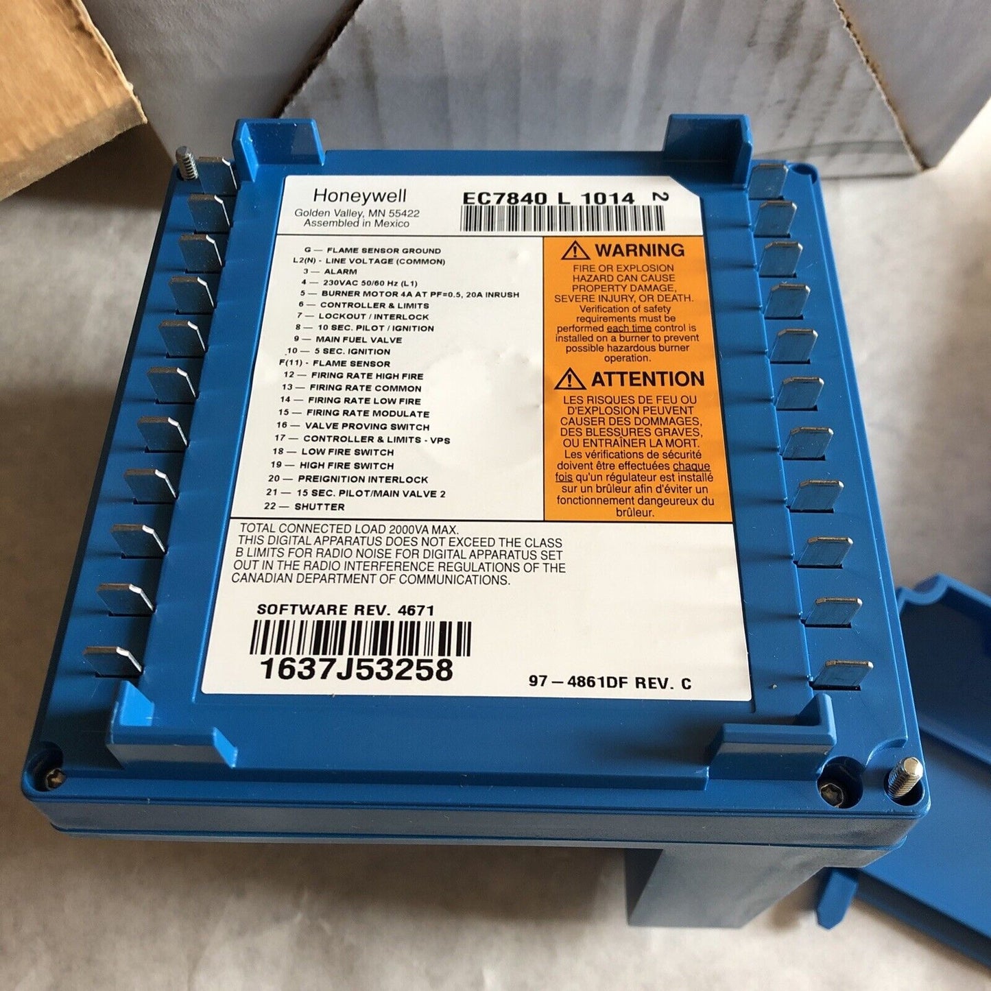 New Honeywell Ec7840 L 1014 Burner Control ,Honeywell Ec7840l 1014,Df