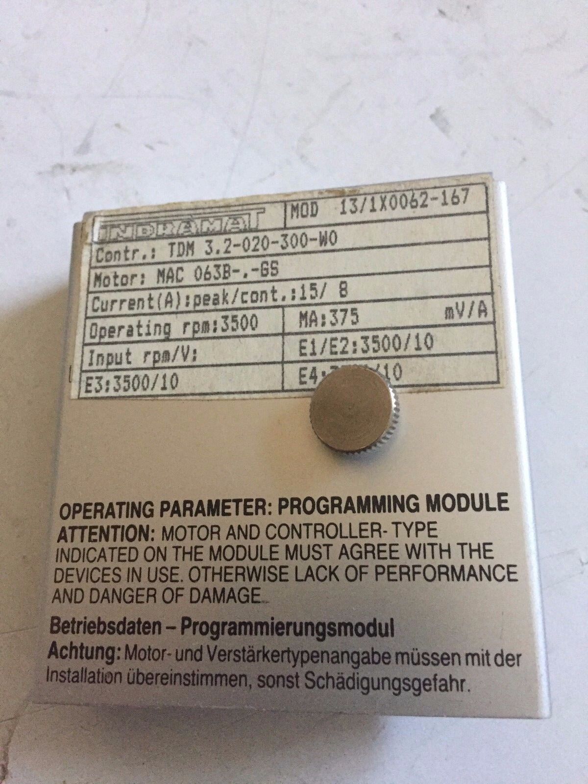 Indramat 13/1X0062-167 Bosch Program Tdm-3.2-20-300-W0 Mod131x0062167,Bv