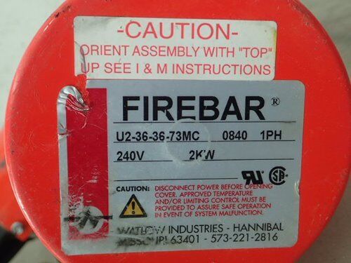 Watlow U2-36-36-73Mc 0840 Heating Element Firebar 1Ph 240V 2Kw,To