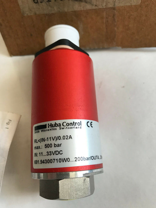 New Huba Control 691.94300710W0 Pressure Sensor. 500Bar Max,11-33Vdc,Sd