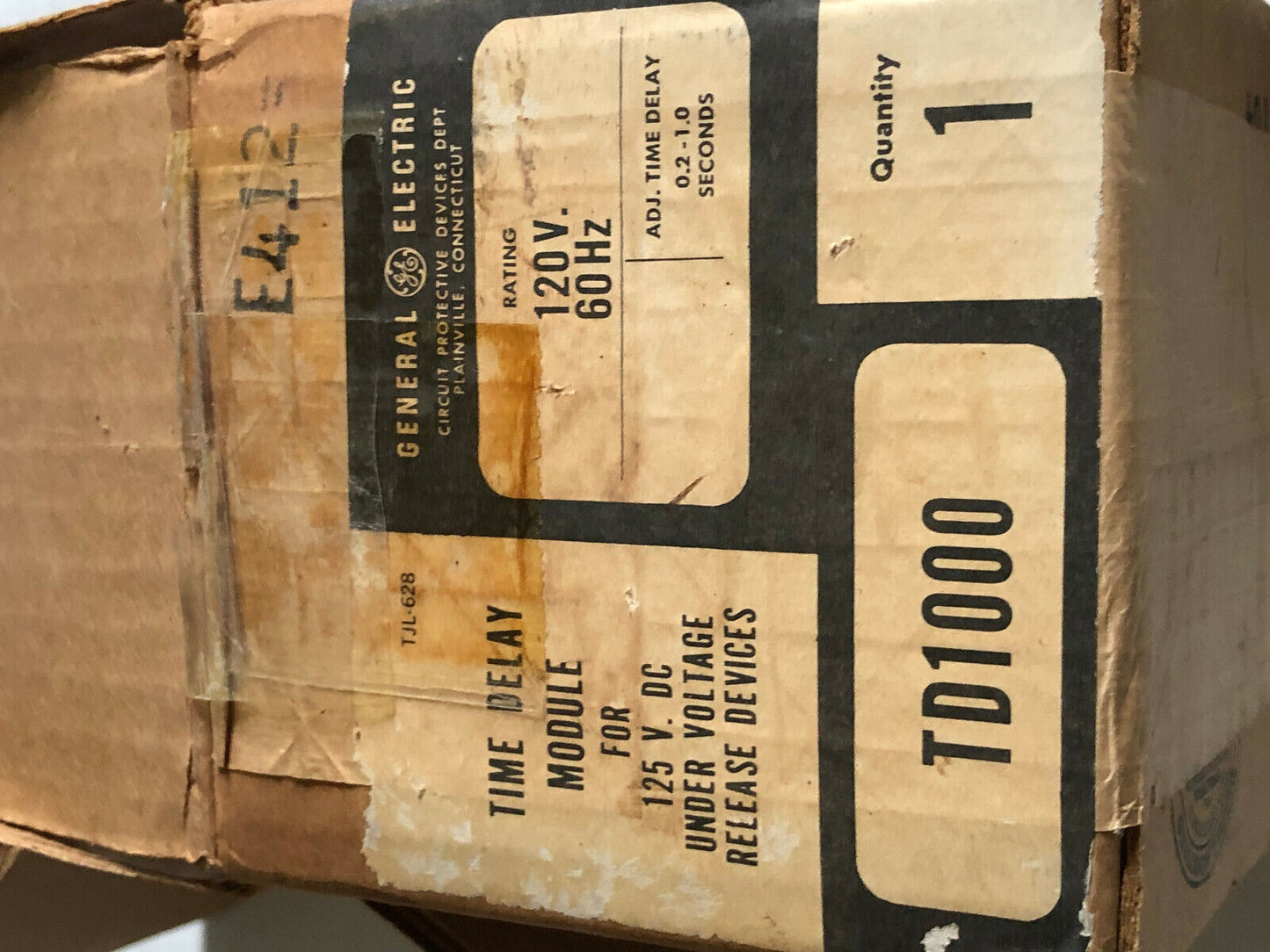 New General Electric Td1000 Time Delay Module .1 To 1.0 Seconds Ge Td1000,Sj