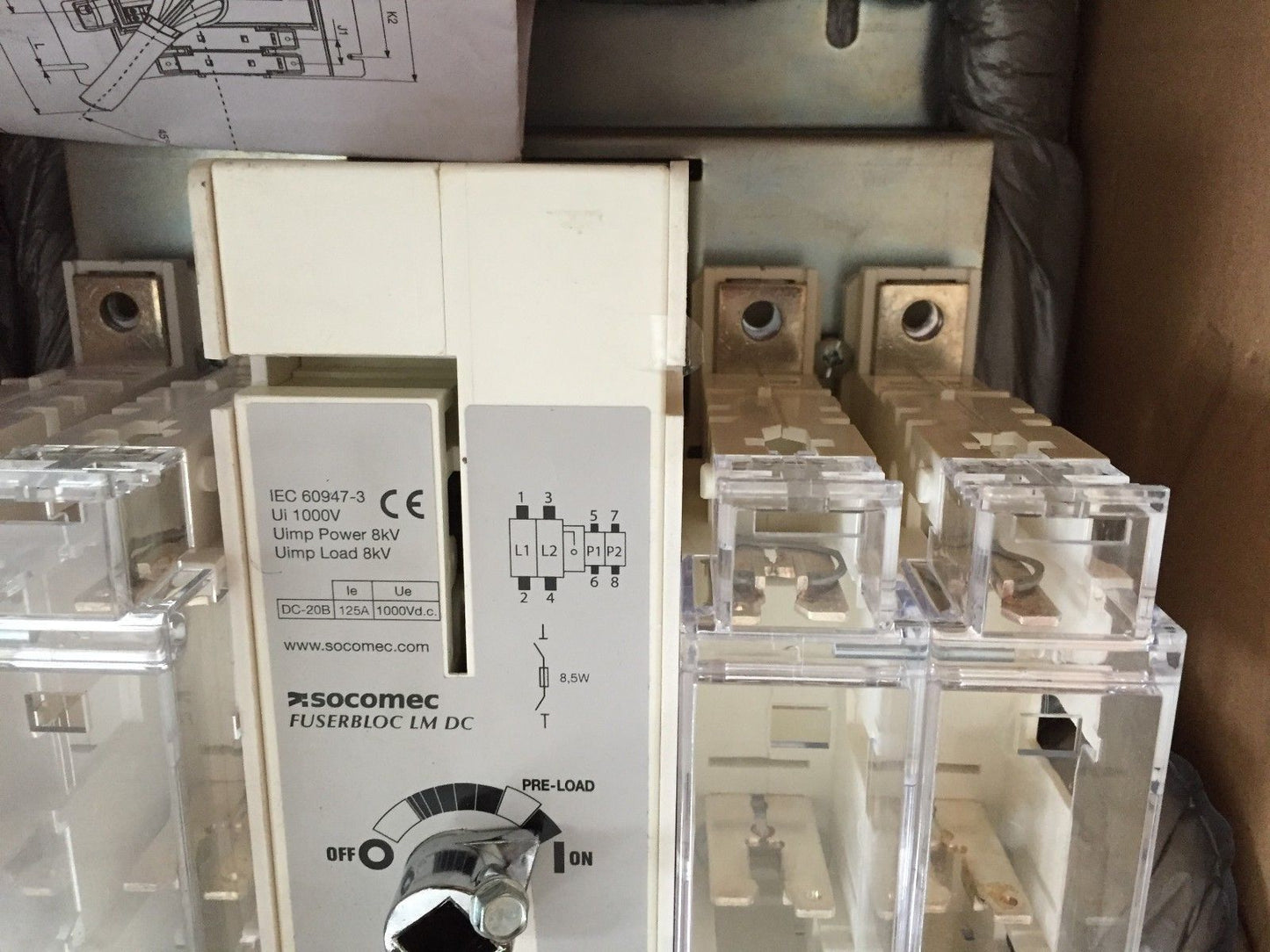 Socomec 38Dr 2012,Fuserbloc Lm Dc,Iec 60947-3 General Switch 125A,Ui 1000Vdc,Fm