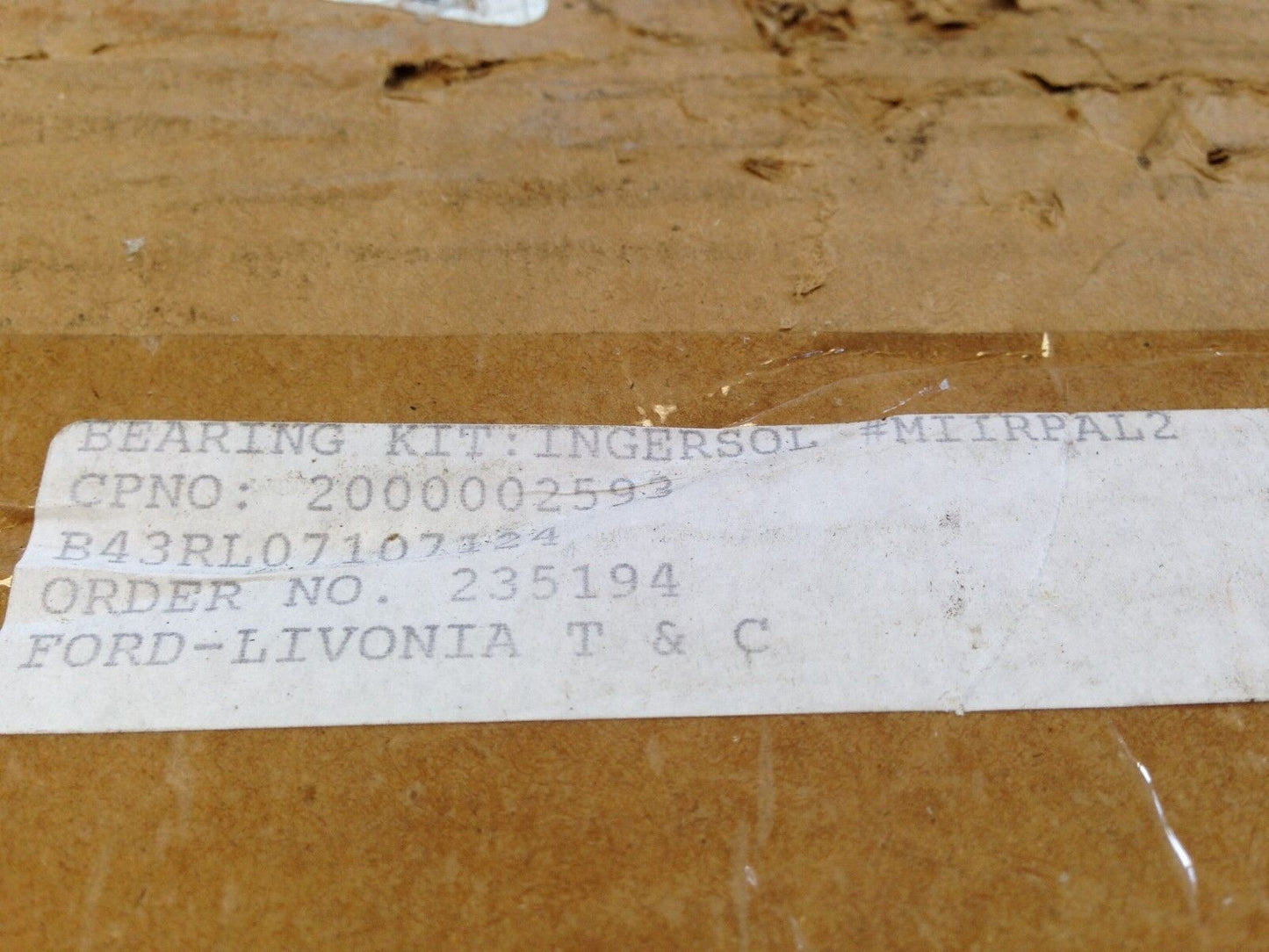 Ingersoll-Rand B43rl07107124 Bearing Kits,Miirpal2  2000002593,Tl