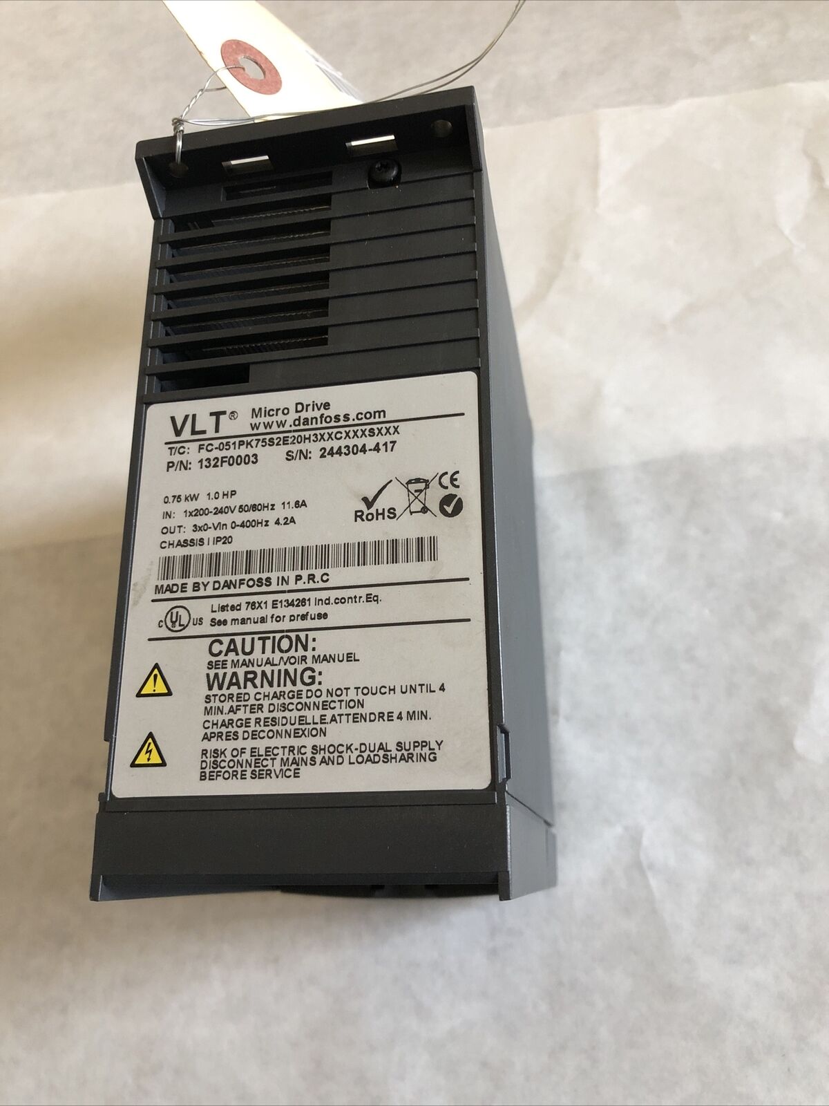 New Danfoss 132F0003 Vlt Micro Drive, 1 Hp, 3-Phase, 200-240 V, Fc-051Pk,Fi