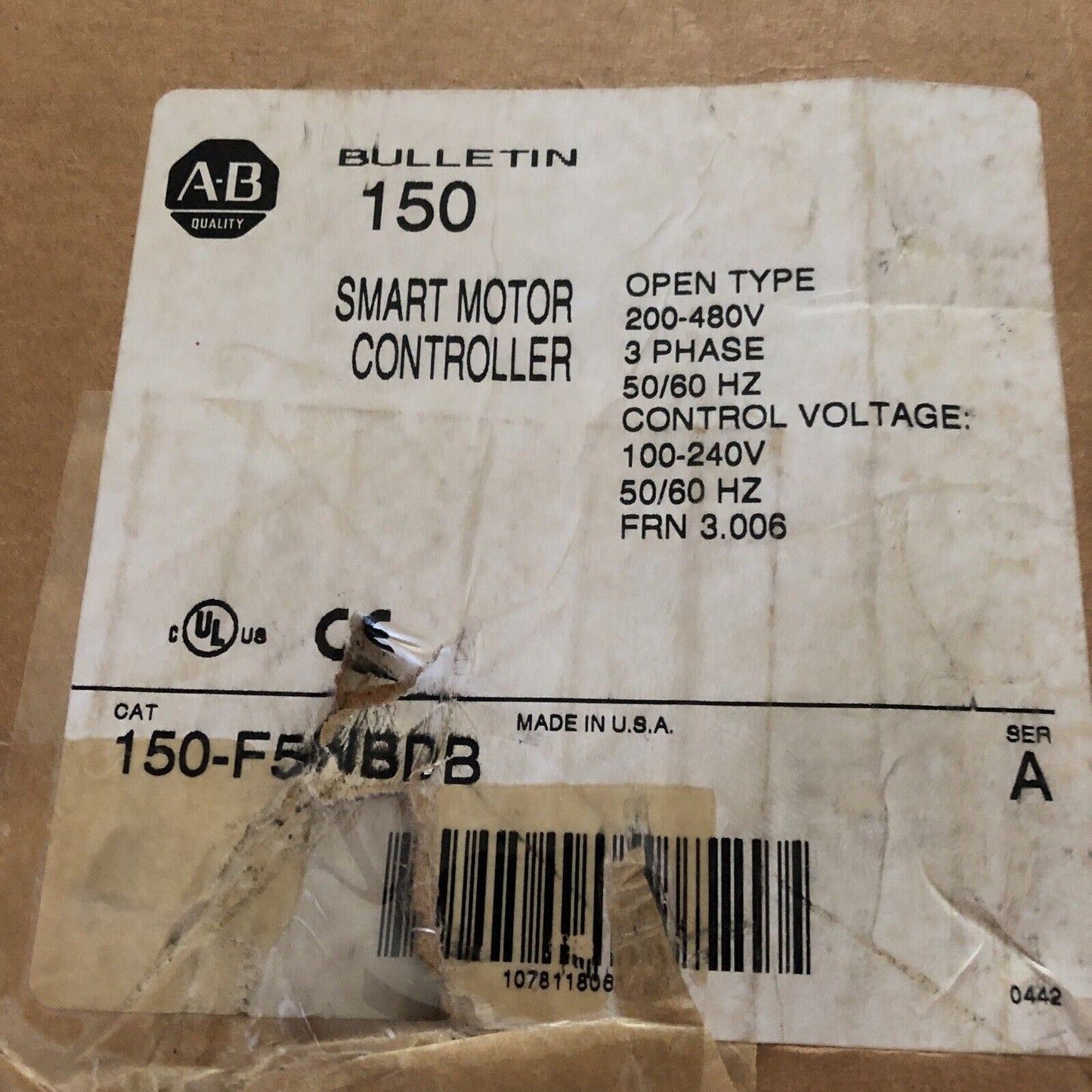 New Allen Bradley 150-F5nbdb Ser A Drive Smc-Flex Open 5Amp 0.5-3Hp 460Vac,Ed