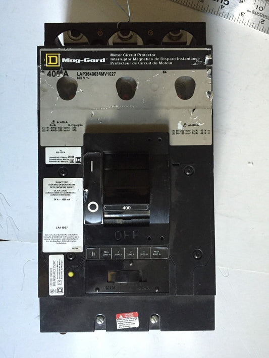 Square D Lap3640036mv1027,Mag-Gard 3 Pole 600V 400A Circuit Protector,400 A,Ap