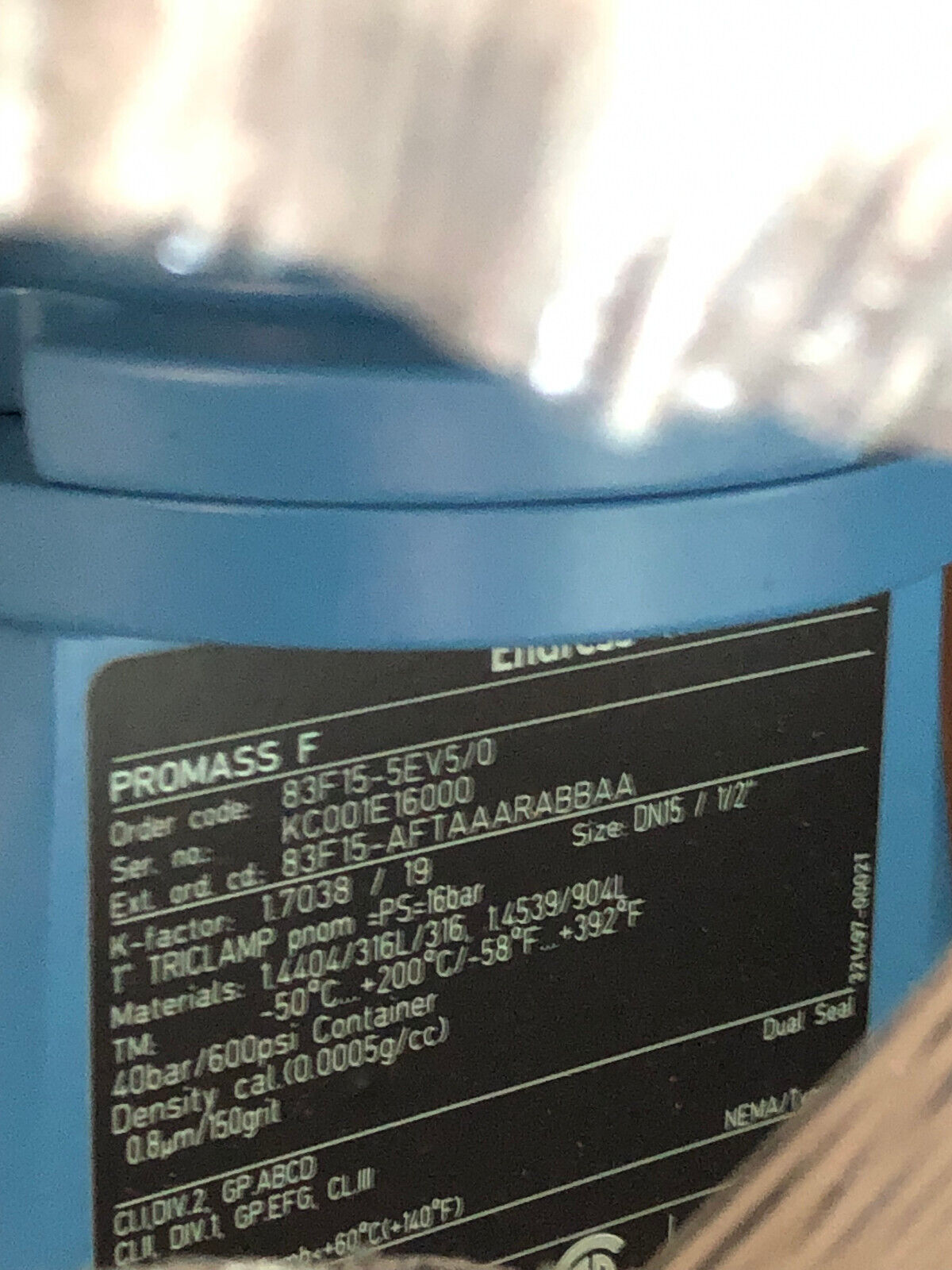 New Endress + Hauser 83F15-5Ev5/0 Promass 83,Promass F,1.7038/19,Dn15 / 1/2",Aq