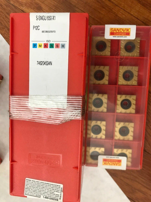 Lot 50 Sandvik S-Sngu 650-X1,Sandvik 746204534N, P12c Solid Carbide Insert,Ej