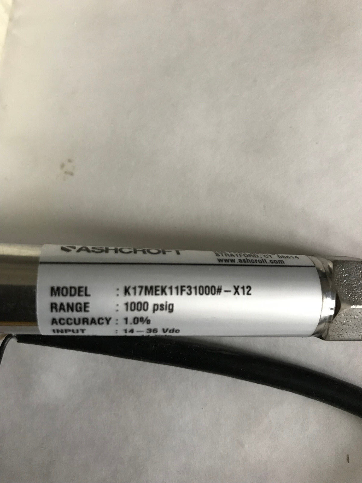 New Ashcroft K17mek11f31000#-X12,Pressure Transducer Ash-K1-7-Mek-11-F3-X12,Sc