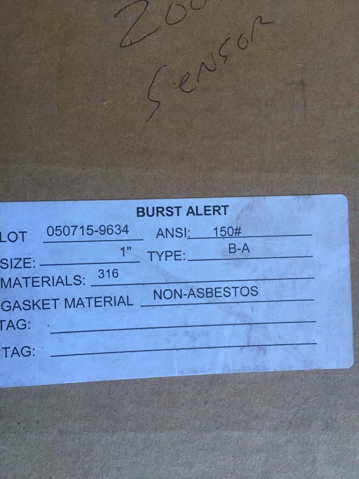 New Zook 050715-9634 Burst Sensor, 1"Npt, Pro Quip B-A, Proquip B-A,Dl