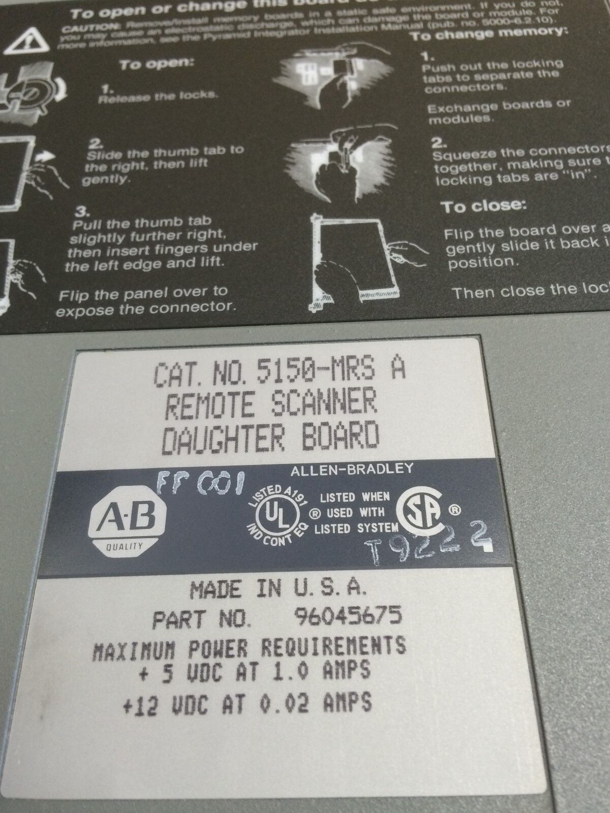 Allen Bradley 5150-Mrs A,A-B 5150-Mrs Plc Remote Scanner Daughter Board,Fj