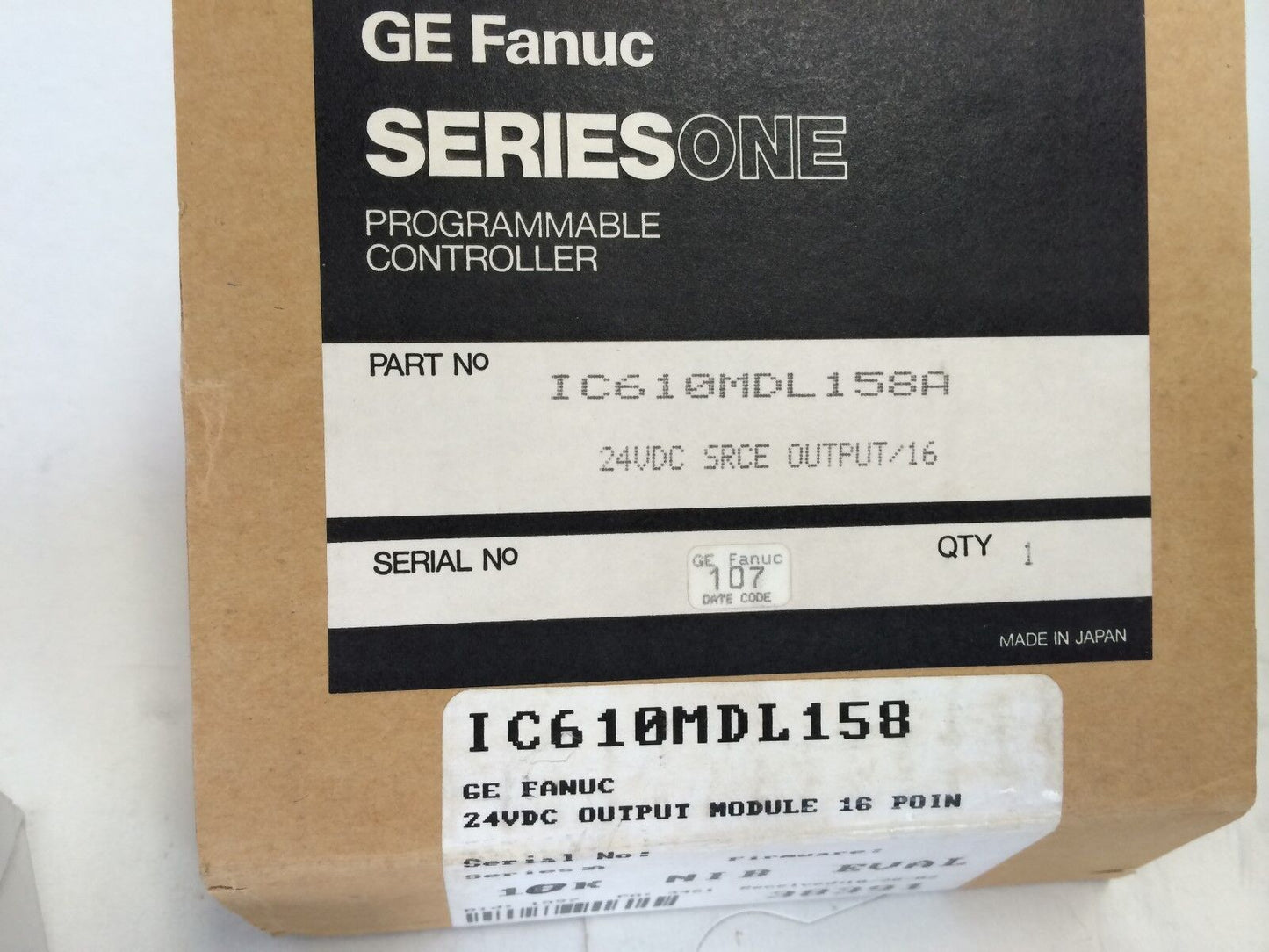 New Ge Fanuc Ic610mdl158a Output Module 24Vdc Srce Rem Term Blk W/Leds 16Pt,Bf