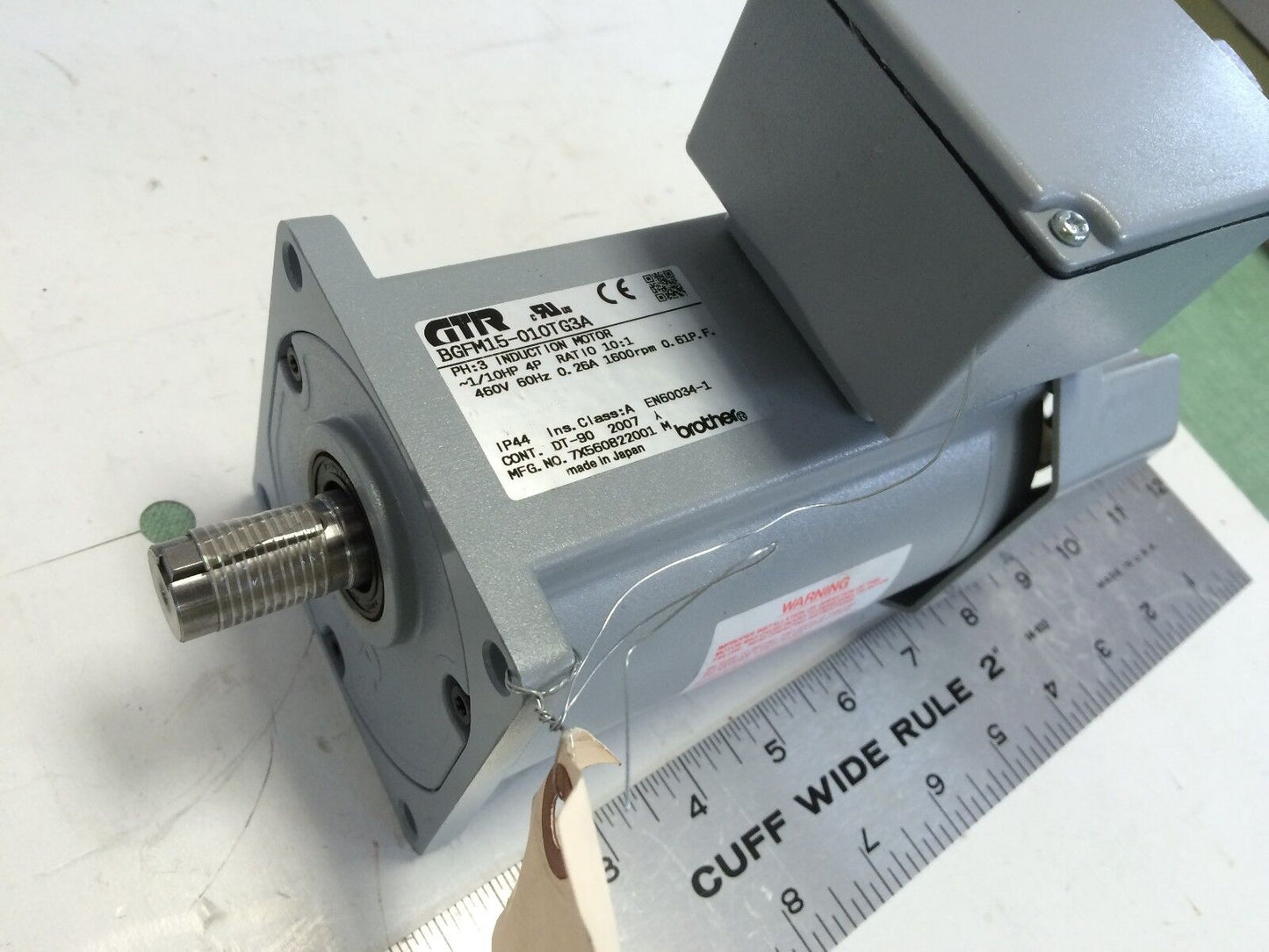 New Gtr Bgfm15-010Tg3a Induction Motor, 3-Phase, 1/10 Hp, Ratio 10:1, 460 V,Bo