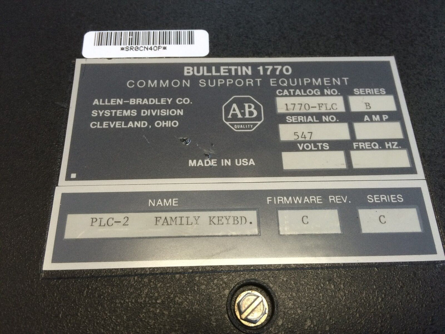 Allen Bradley 1770-Kcb,Plc-2 Family Keyboard Module 1770-Flc B ,Bulletin 1770,Cv