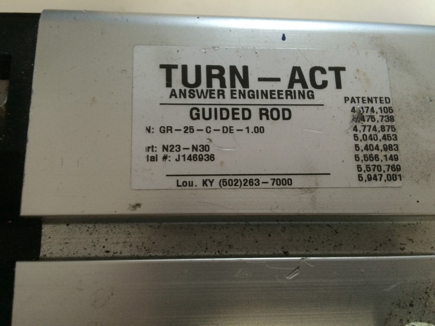 Turn-Act Gr-25-C-De-1.00 Guided Rod Pneumatic Slide Cylinder,Bq